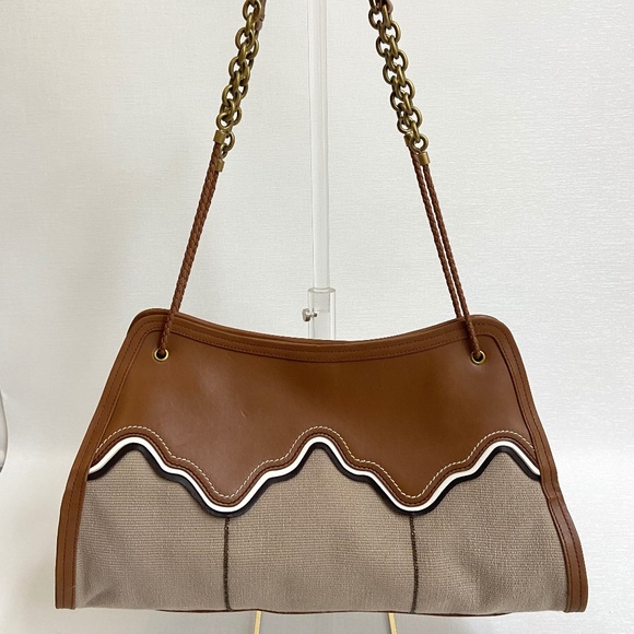 Bottega Veneta Caramel Leather & Taupe Canvas Hand to Crossbody Strap Bag w/ COA - Picture 1 of 16